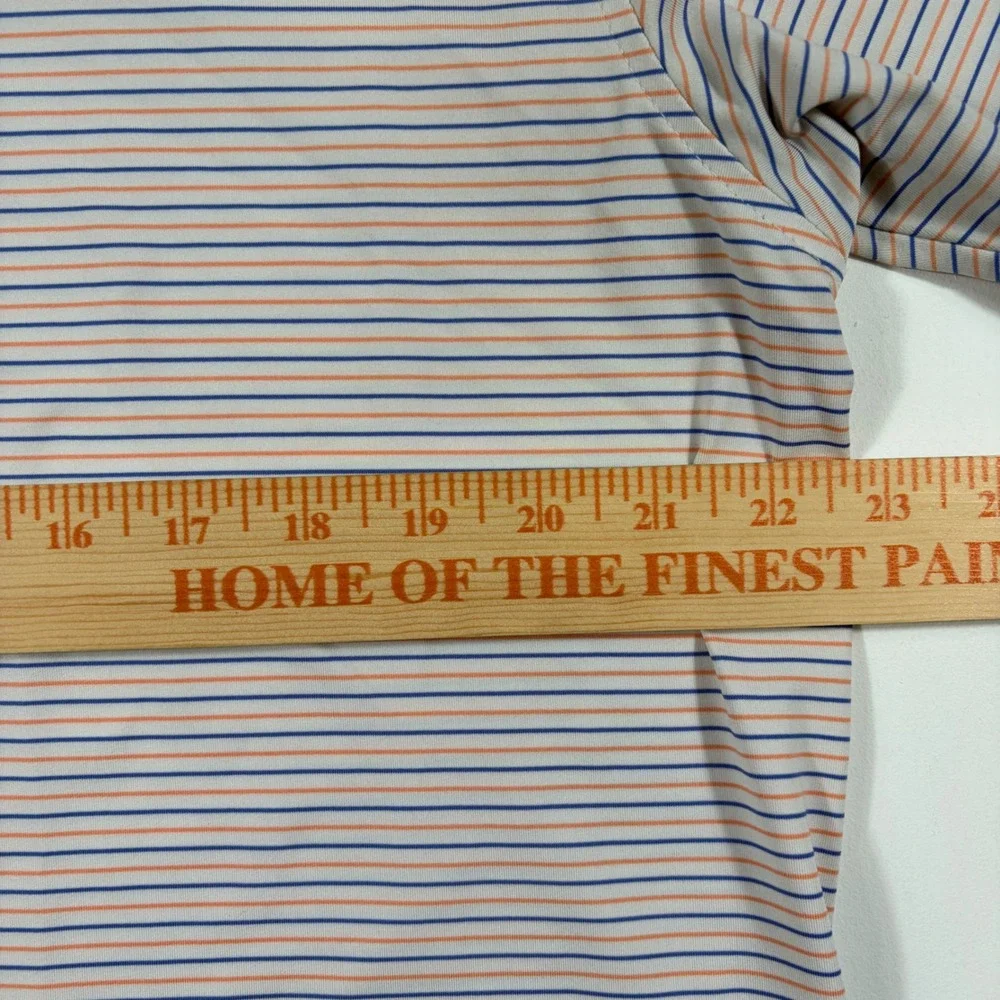 Peter Millar Summer Comfort Polo Kinloch Course Mens Large Striped Blue Orange